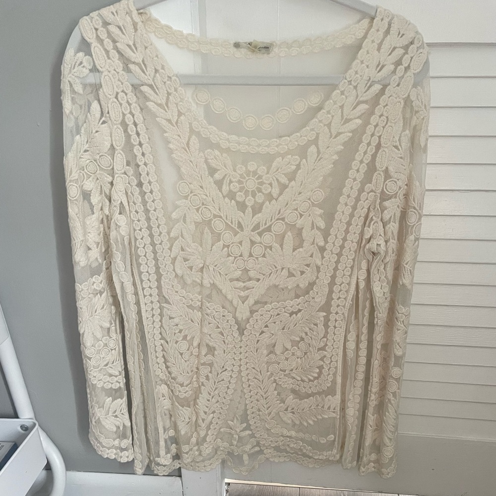 SOLD Elegant Lace Women's Blouse in Cream